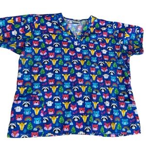 UN Scrub nurse top cute animal faces  print Plus Size 4X